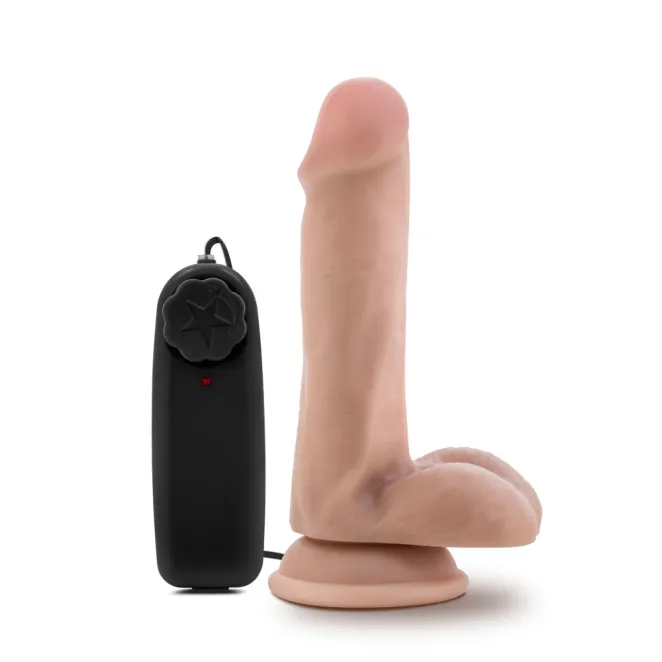 6.5 Inch Realistic Vibrating Dildo with Balls Beige