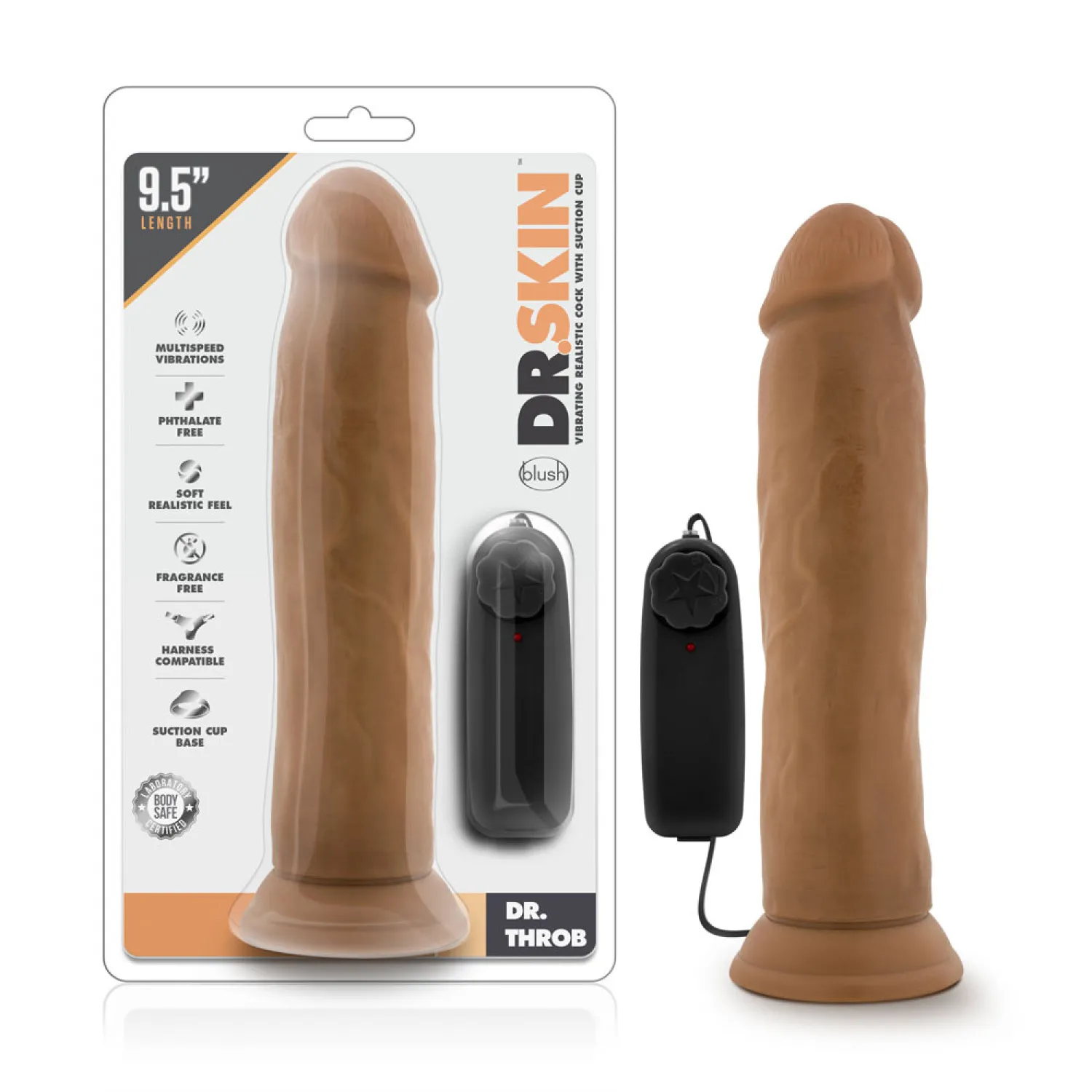 9.5 in. Realistic Vibrating Dildo Tan