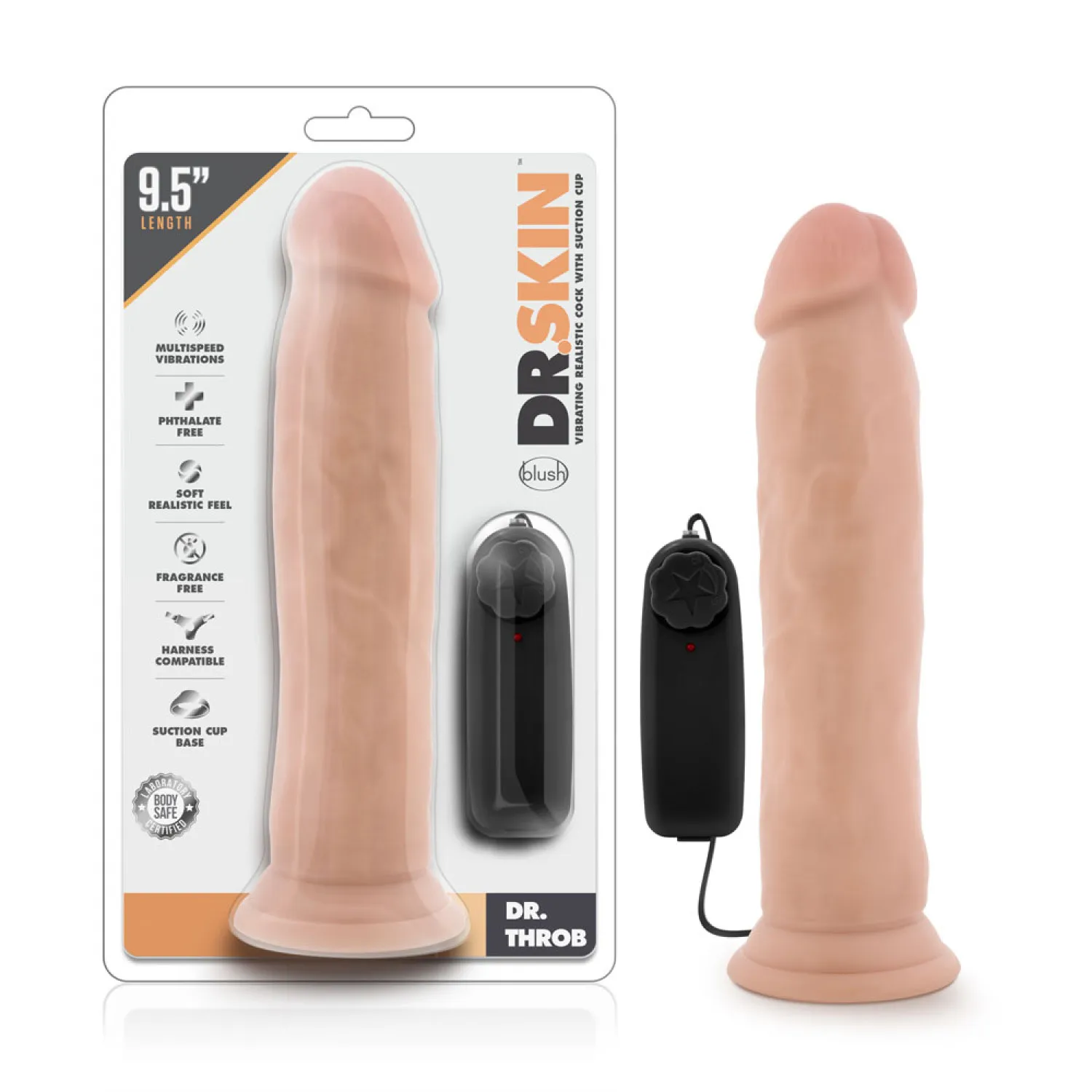 9.5 in. Vibrating Realistic Dildo Beige