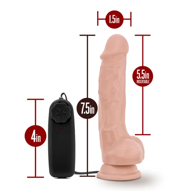 7.5 Inch Realistic Vibrating Dildo with Balls Beige