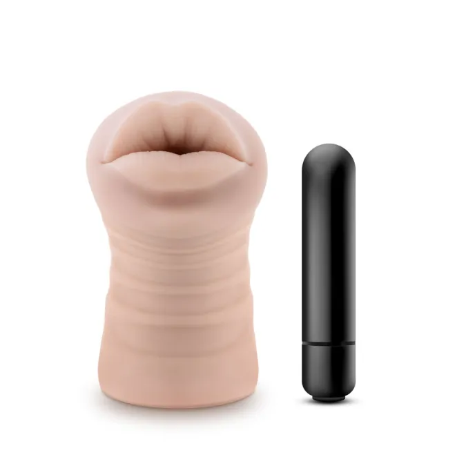 Angie Oral Stroker with Bullet Vibrator Beige