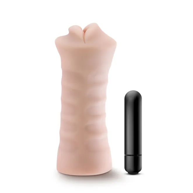 Angie Oral Stroker with Bullet Vibrator Beige