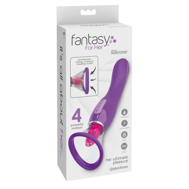 Her Ultimate Pleasure Silicone Dual-Ended Licking & Suction Vibrator