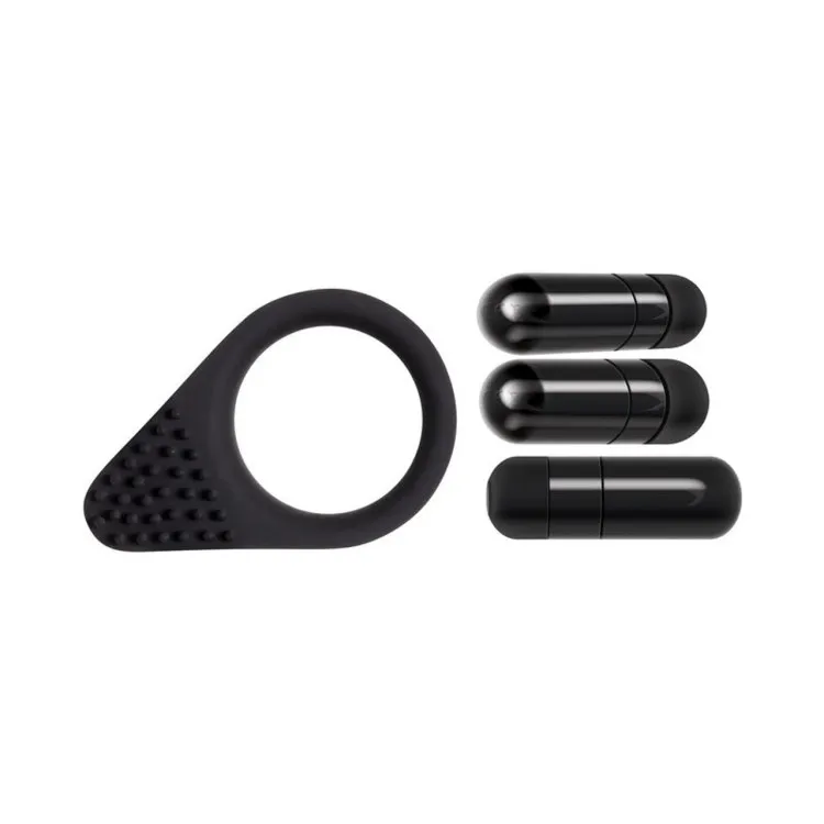 Vibrating "Black Knight" Cock Ring Black Vibrating "Black Knight" Cock Ring Black