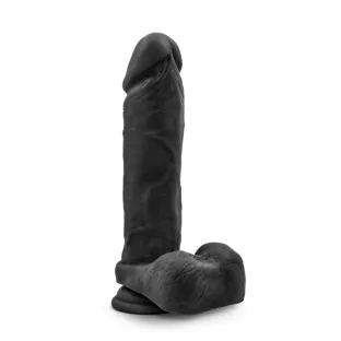 9 in. Posable Dual Density Dildo with Balls Black
