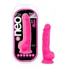 7.5 in. Silicone Dual Density Dildo with Balls Neon Pink