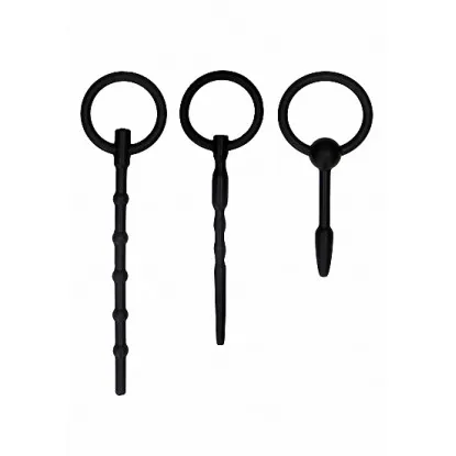 Ouch! Urethral Sounding 3-Piece Silicone Plug Set Black