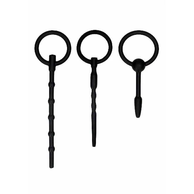 Ouch! Urethral Sounding 3-Piece Silicone Plug Set Black