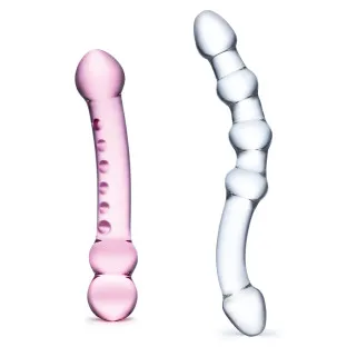 2-Piece Double Pleasure Glass Dildo Set
