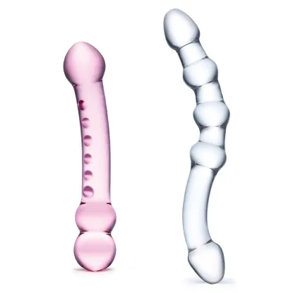 2-Piece Double Pleasure Glass Dildo Set