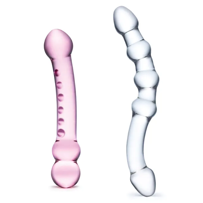 2-Piece Double Pleasure Glass Dildo Set