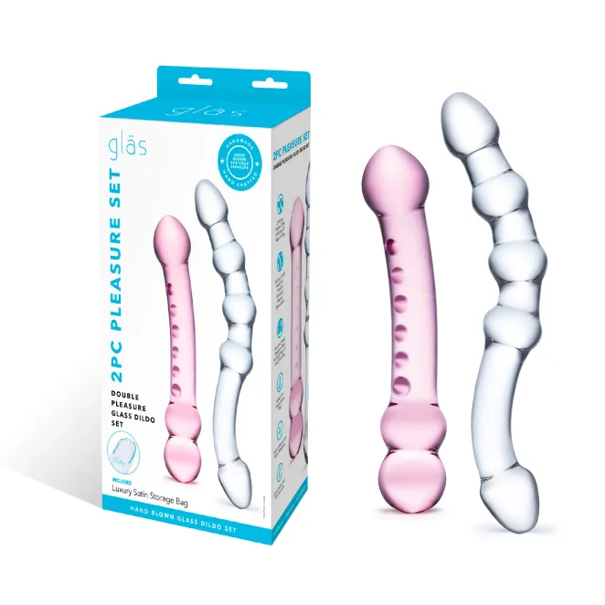 2-Piece Double Pleasure Glass Dildo Set