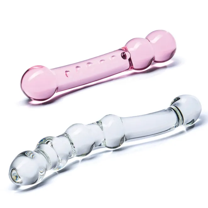 2-Piece Double Pleasure Glass Dildo Set