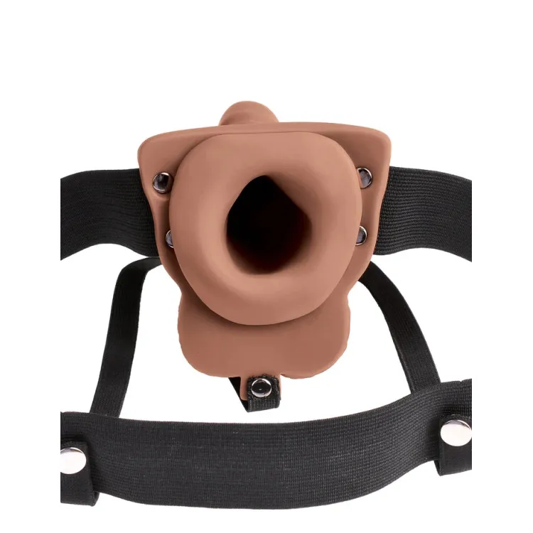 Hollow Vibrating Strap-On Realistic 6 in. with Balls Tan Hollow Vibrating Strap-On Realistic 6 in. with Balls Tan