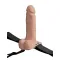Hollow Vibrating Strap-On Realistic 7 in. with Balls Beige