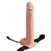 Hollow Vibrating Strap-On Realistic 11 in. with Balls Beige Hollow Vibrating Strap-On Realistic 11 in. with Balls Beige