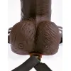 Vibrating 8 Inch Hollow Strap-On with Balls Brown