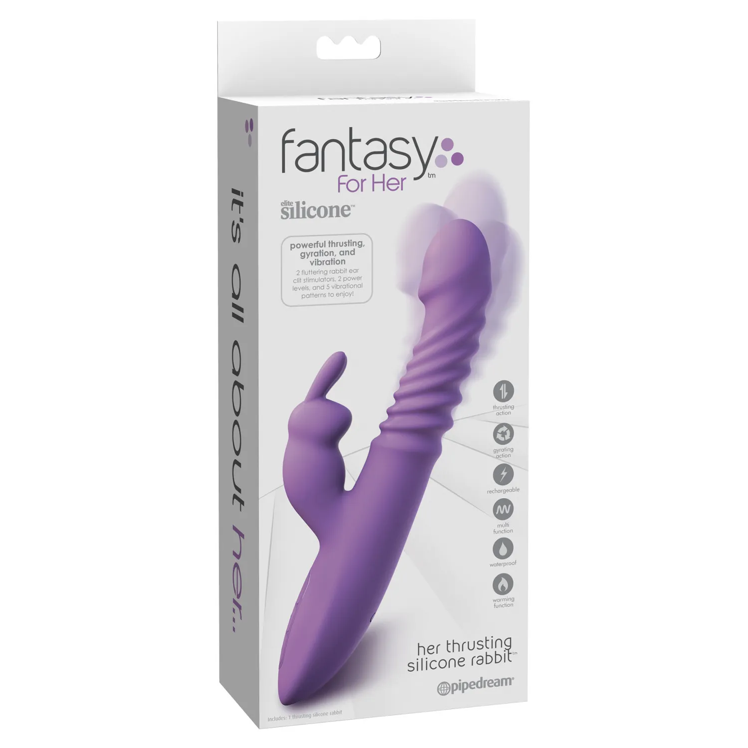 Her Thrusting Silicone Rabbit Vibrator Purple