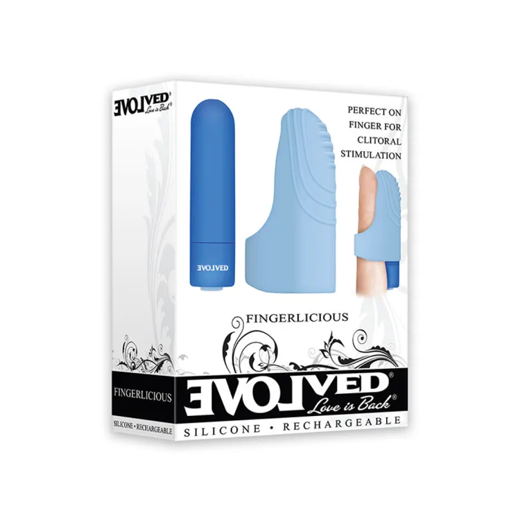 Silicone Finger Vibrator with 10 Speeds Blue