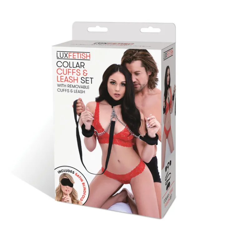 Lux Fetish Collar Cuffs & Leash Set Lux Fetish Collar Cuffs & Leash Set