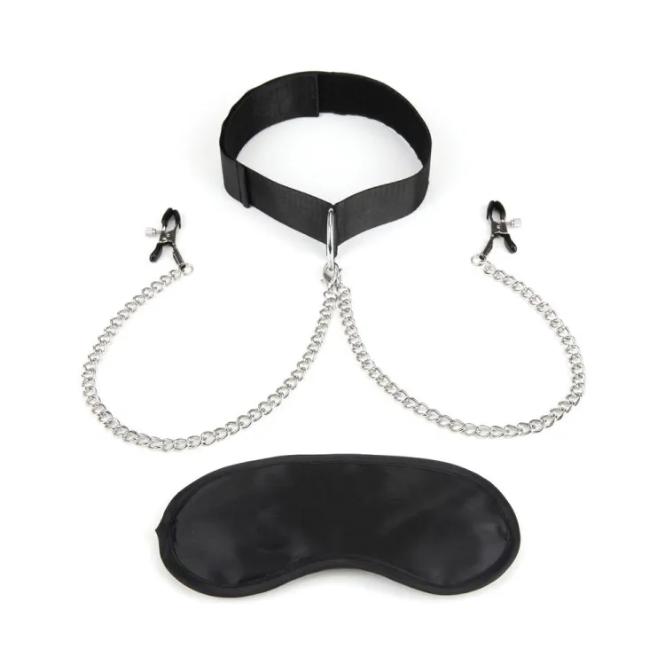 Lux Fetish Collar & Nipple Clamps with Adjustable Pressure Lux Fetish Collar & Nipple Clamps with Adjustable Pressure