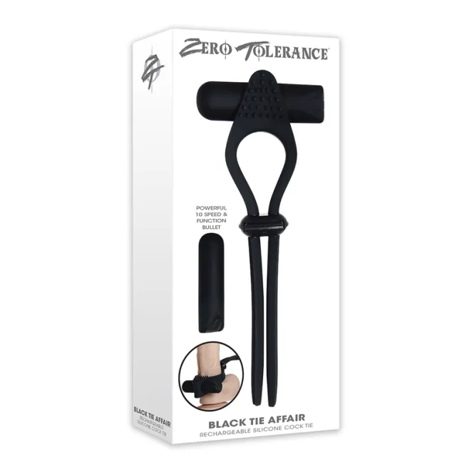 Black Tie Affair Silicone Vibrating Cock Tie Cock Ring