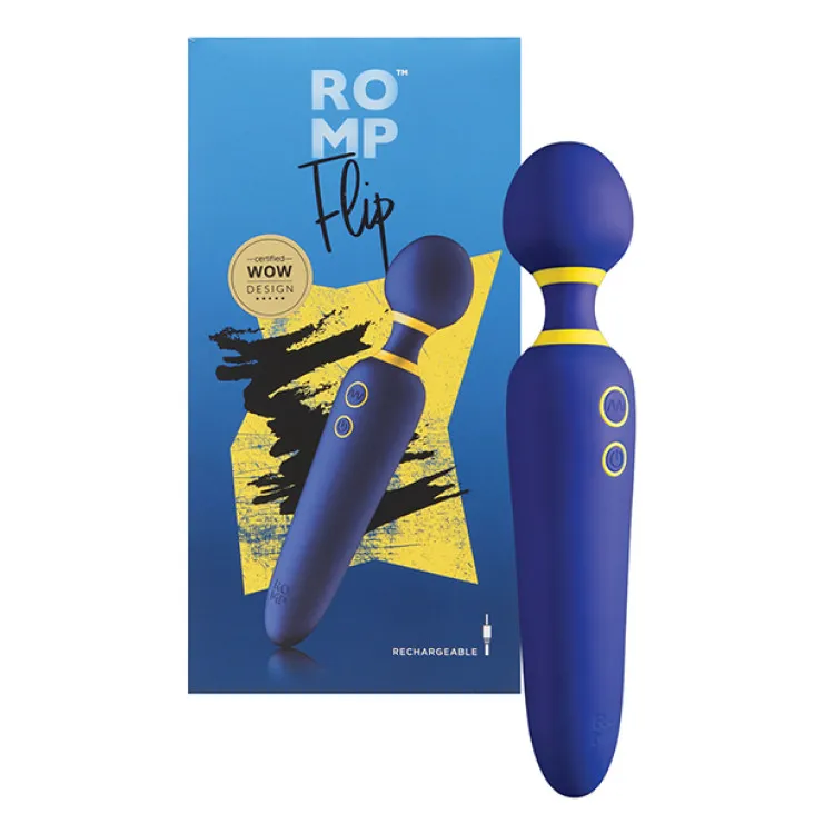 ROMP Flip Silicone Wand Massager Blue ROMP Flip Silicone Wand Massager Blue