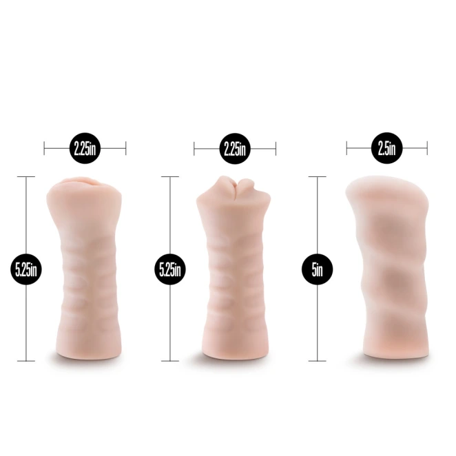 Self-Lubricating 3-Pack Vibrating Stroker Set – Anal, Vaginal & Oral
