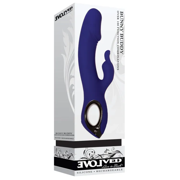 Bunny Buddy Silicone Dual Vibrator with Ring Handle Bunny Buddy Silicone Dual Vibrator with Ring Handle