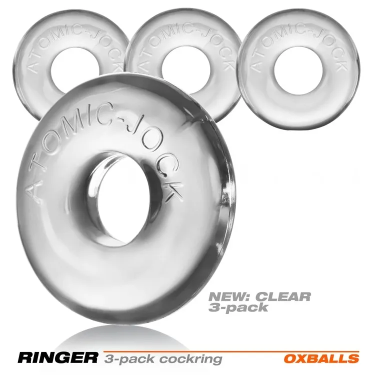 Oxballs Ringer Cock Ring 3-Pack Of Do-Nut-1 Small Clear Oxballs Ringer Cock Ring 3-Pack Of Do-Nut-1 Small Clear