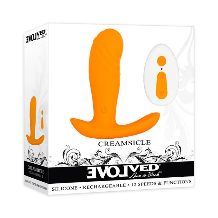 Silicone G-Spot & Prostate Massager with Remote Creamsicle Silicone G-Spot & Prostate Massager with Remote Creamsicle