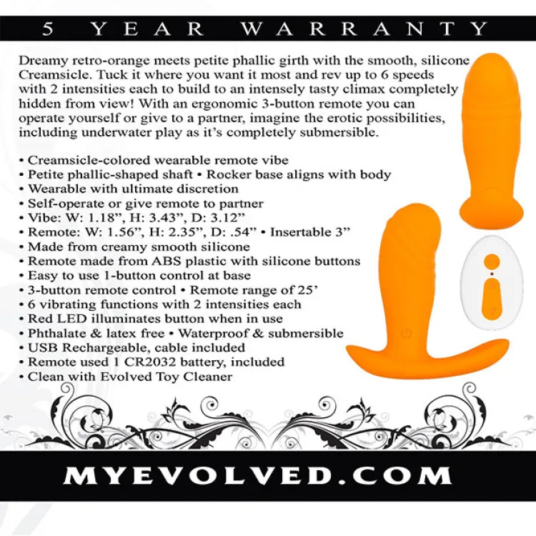 Silicone G-Spot & Prostate Massager with Remote Creamsicle Silicone G-Spot & Prostate Massager with Remote Creamsicle