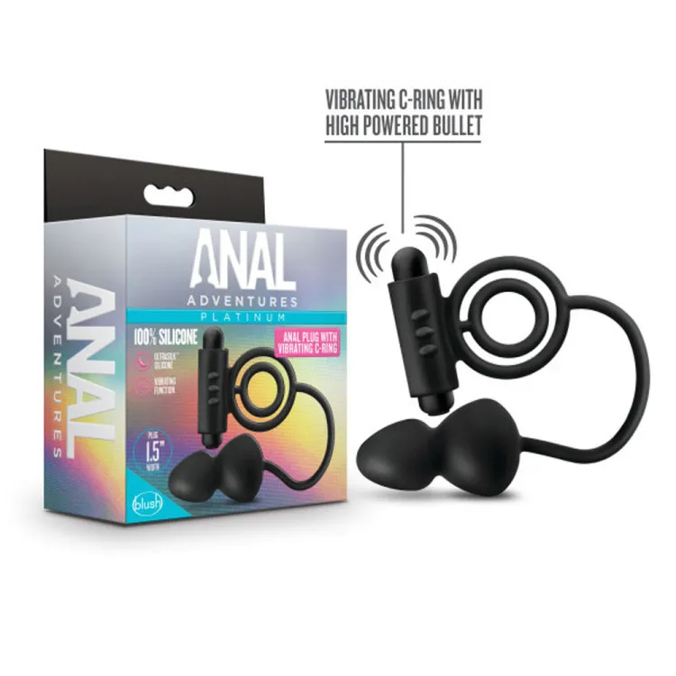 Anal Silicone Butt Plug with Vibrating Cock Ring