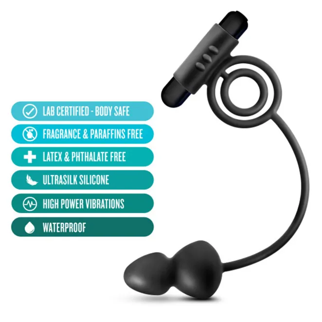 Anal Silicone Butt Plug with Vibrating Cock Ring