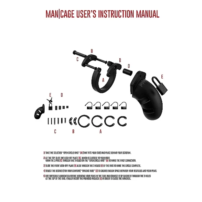 ManCage 20 Adjustable Silicone Chastity Cage Black