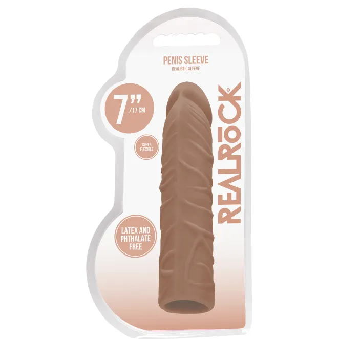 Penis Sleeve Extender Realistic Veiny 7 in. Tan