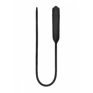 Ouch! Urethral Sounding Extra Long Silicone Vibrating Bullet Plug Black