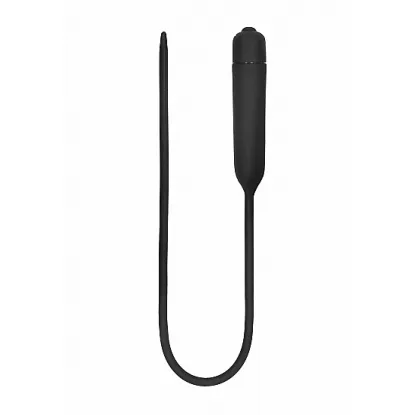 Ouch! Urethral Sounding Extra Long Silicone Vibrating Bullet Plug Black