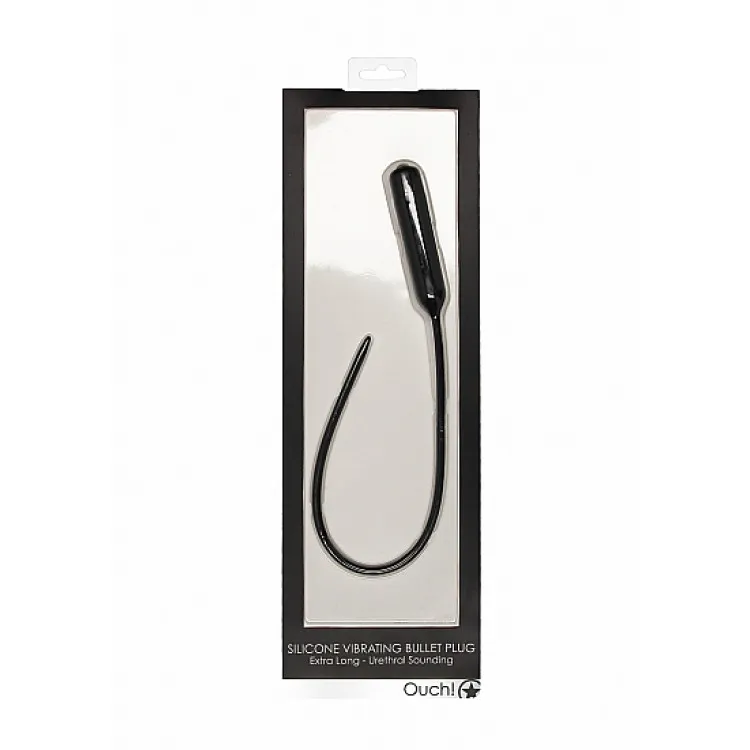 Ouch! Urethral Sounding Extra Long Silicone Vibrating Bullet Plug Black Ouch! Urethral Sounding Extra Long Silicone Vibrating Bullet Plug Black