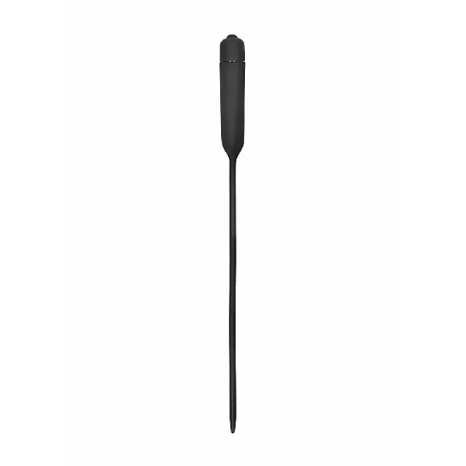Ouch! Urethral Sounding Extra Long Silicone Vibrating Bullet Plug Black
