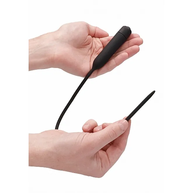 Ouch! Urethral Sounding Extra Long Silicone Vibrating Bullet Plug Black