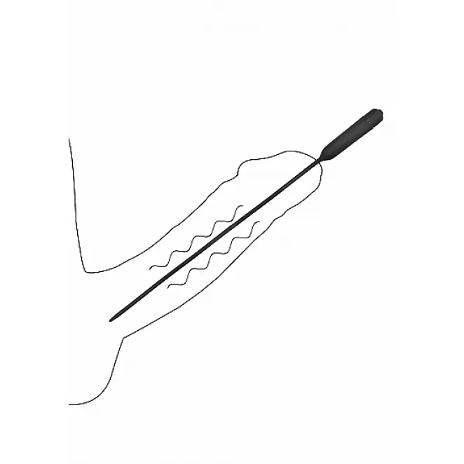 Ouch! Urethral Sounding Extra Long Silicone Vibrating Bullet Plug Black