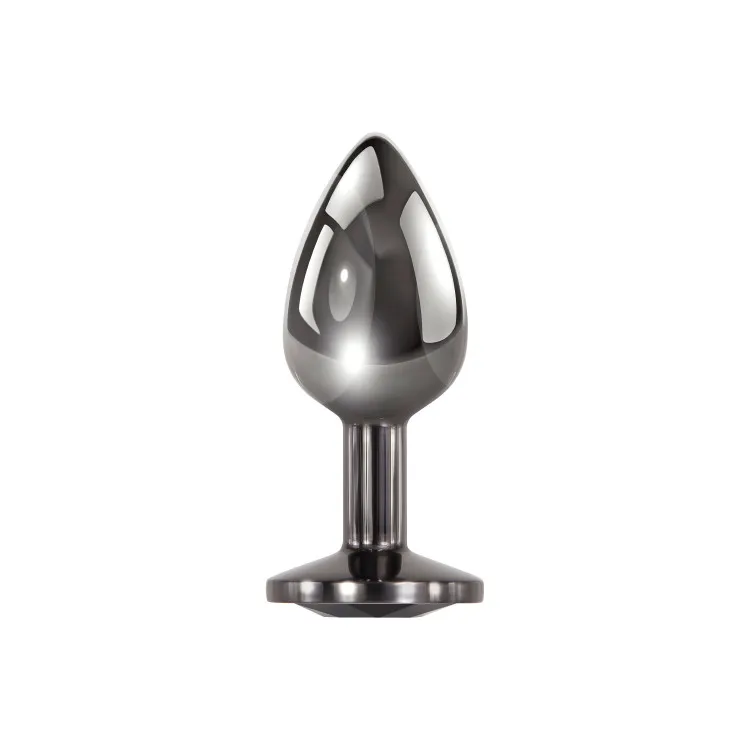 Anal Metal Butt Plug with Black Gem Small Anal Metal Butt Plug with Black Gem Small