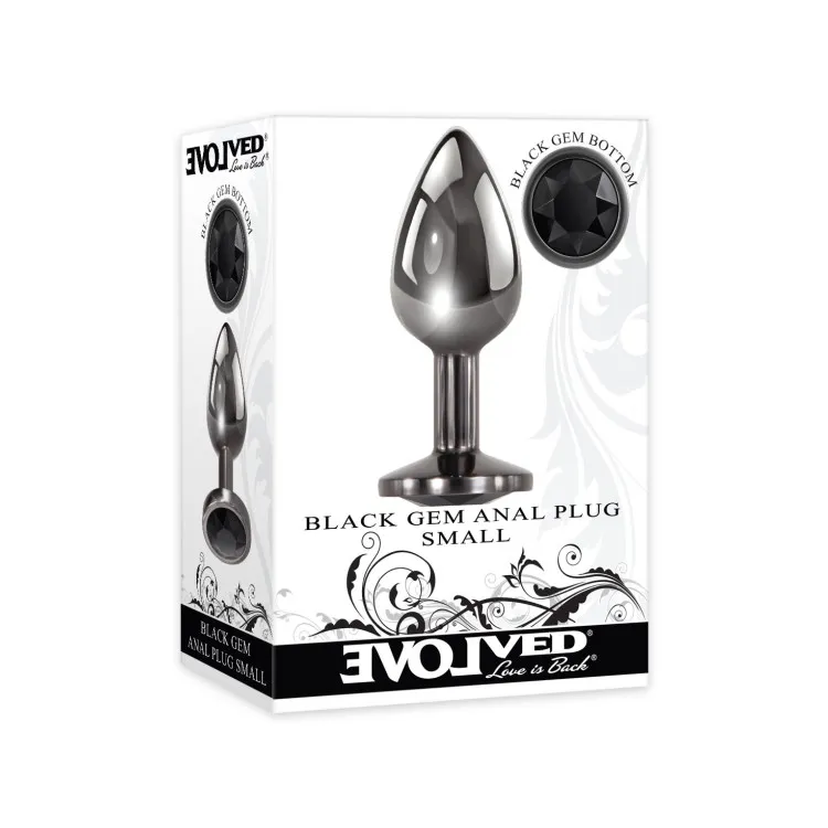 Anal Metal Butt Plug with Black Gem Small Anal Metal Butt Plug with Black Gem Small