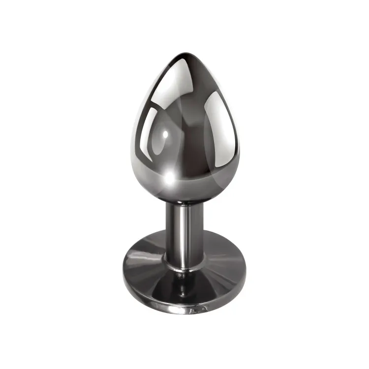 Anal Metal Butt Plug with Black Gem Small Anal Metal Butt Plug with Black Gem Small