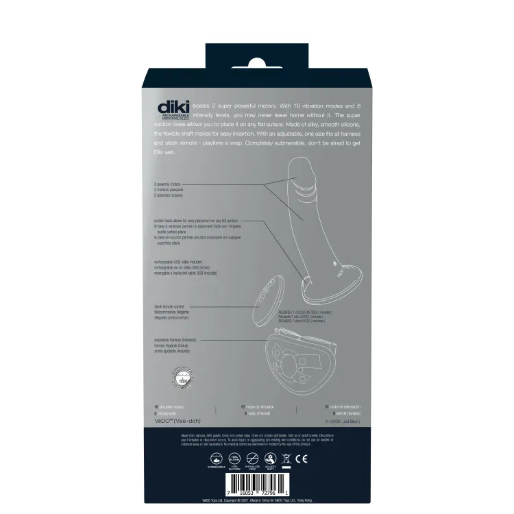 VeDO Diki Vibrating Dildo with Harness Black VeDO Diki Vibrating Dildo with Harness Black