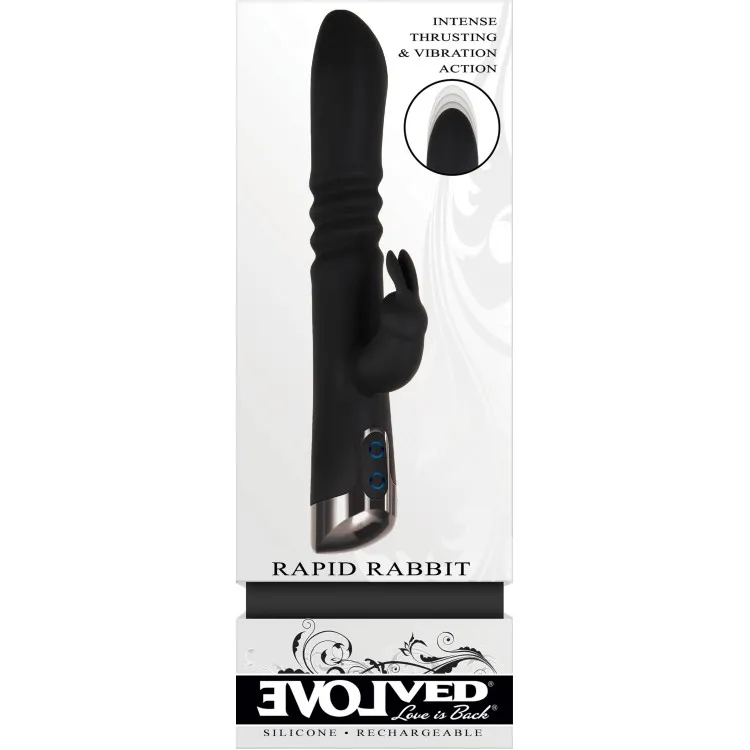 Thrusting Silicone Rabbit Vibrator with Dual Motors Thrusting Silicone Rabbit Vibrator with Dual Motors