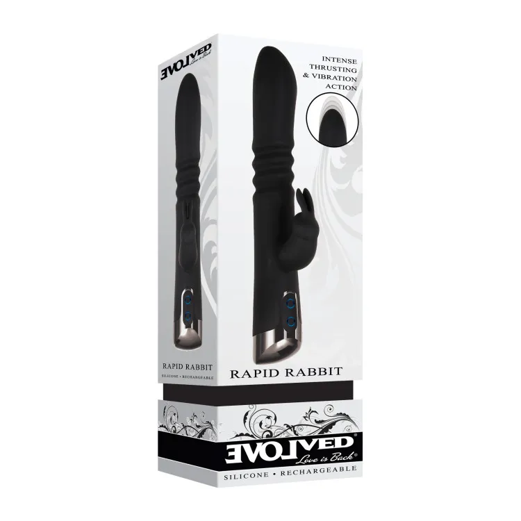 Thrusting Silicone Rabbit Vibrator with Dual Motors Thrusting Silicone Rabbit Vibrator with Dual Motors