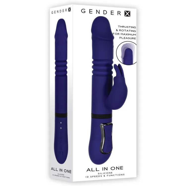 All In One Thrusting Rotating Silicone Rabbit Vibrator