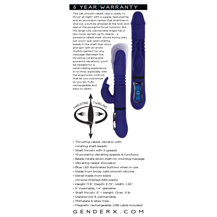 All In One Thrusting Rotating Silicone Rabbit Vibrator
